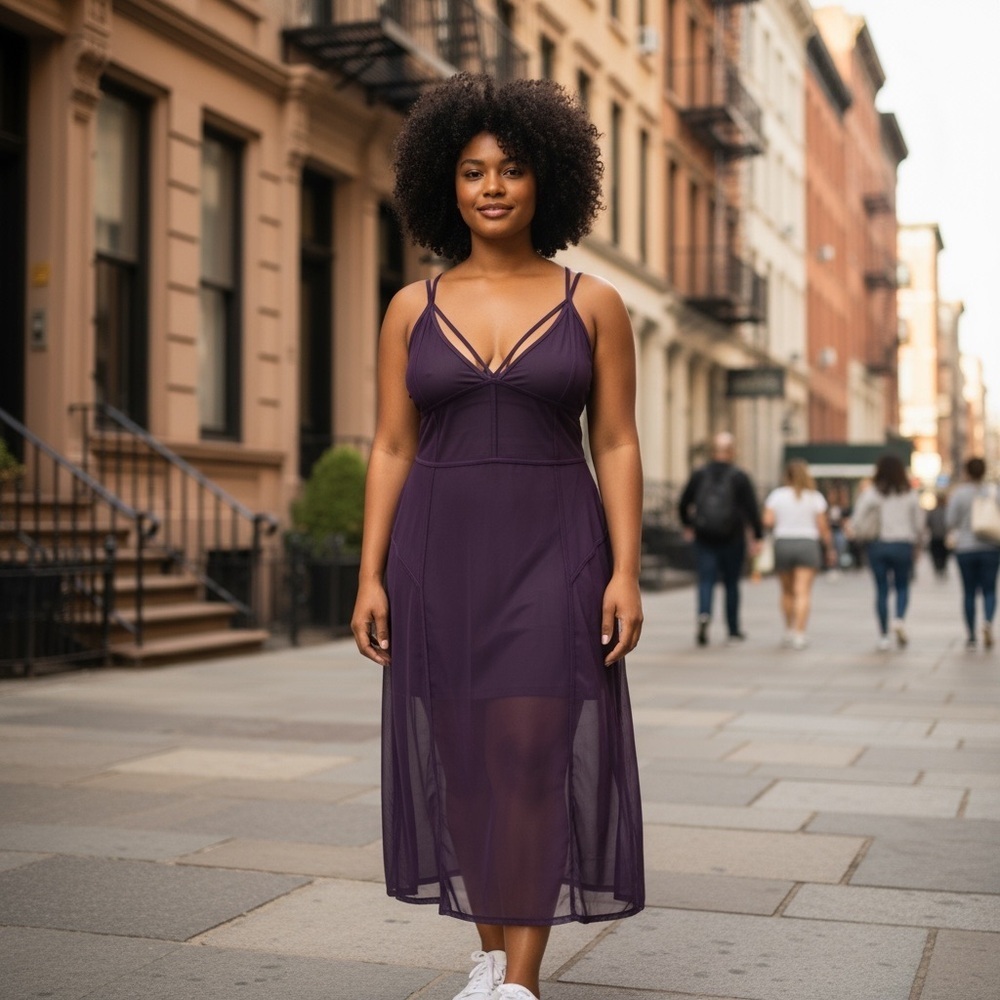Purple See Thru Sexy Dress
New